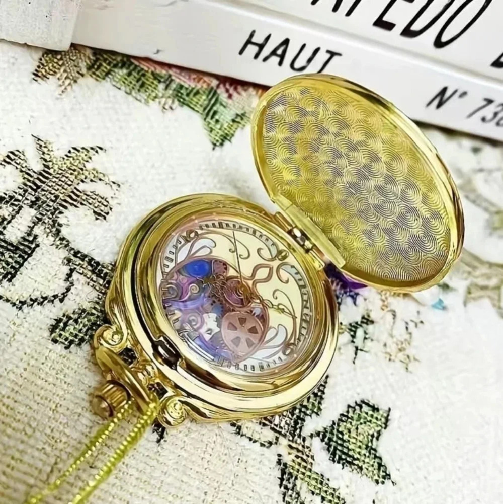 Gold Fantasy Pocket Blue & Purple Accent Watch w/ Lavender Rhinestone - Picture 4 of 11
